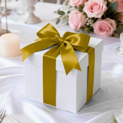 KMER LIFE 1-1/2" x 100 Yards Golden Satin Ribbon Crafts Gift Wrapping - color: Golden, size: 1-1/2" x 100 Yards
