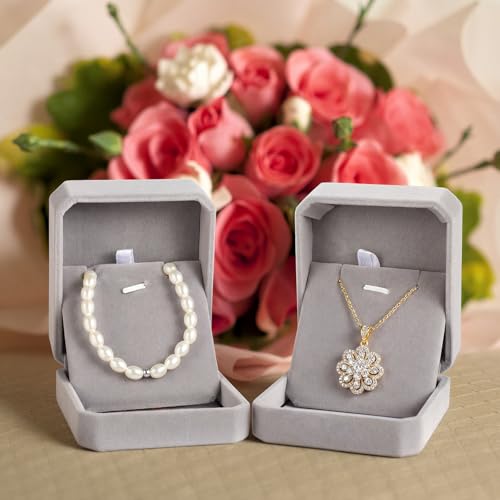 Sureio 24 Pcs Velvet Jewelry Gift Boxes Bulk Grey - color: Grey