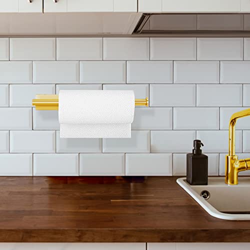 Paper Towel Holder - Eolax Under Cabinet Paper Towel Bar for Kitchen, Wall Mount Self Adhesive or Drilling Paper Towel Rack, 304 Stainless Steel (Gold) - color: Gold