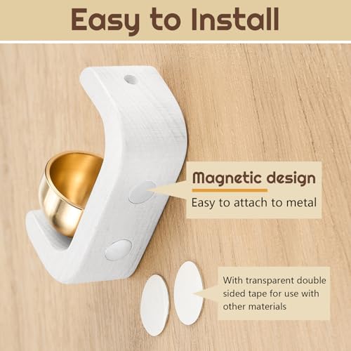 Zonon 4 Pcs Magnetic Wooden Doorbell Chime, White - color: White