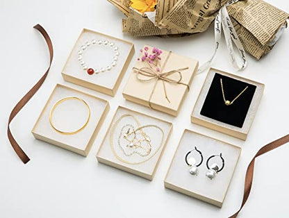 Magicool 40 Pack 3.5x3.5x1 Inch Cardboard Jewelry Boxes,Used for Necklaces,Bracelets,Earrings,Jewelry,Small Gift Packaging,Jewelry Gift Boxes with Lids and Filled with Cotton(Brown) - color: Brown, size: 3.5x3.5x1 Inch (Pack of 40)