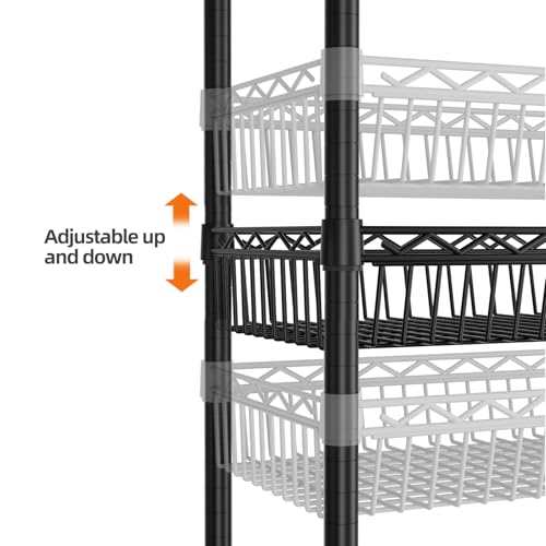 SINGAYE 6 Tier Shelf Wire Shelving Adjustable Storage Shelves Basket Rack - color: Black, size: 6-Tier[30"Dx13.5"Wx65"H]
