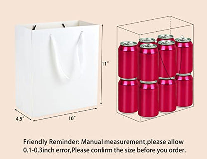 HUAPRINT Medium Paper Gift Bags with Handles, White, 20 Pack, 10x4.5x11 IN - color: White, size: 10x4.5x11 Inch (Pack of 20)