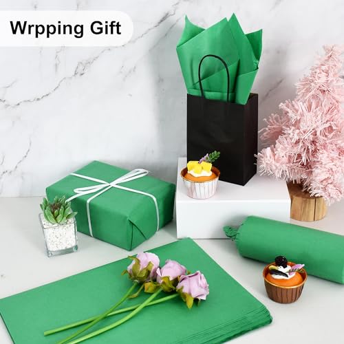 BEISHIDA 100 Sheets Green Tissue Paper Bulk, Wrapping Tissue Paper for Gift Bags, 14 x 20 Inch Gift Wrap for Birthday Wedding Graduation DIY Crafts Holiday Flowers - color: green