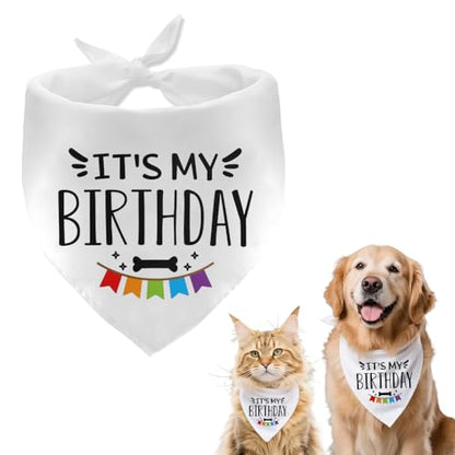 It's My Birthday Dog Bandana Scarf for Medium Large Dogs Birthday Scarf for Puppy Girls Boys Dog Bday Scarf for Girls Boys Dogs Birthday from Pet Owner - color: Birthday Bandana