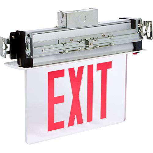 "Morris Products LED Exit Sign - Recessed Mount Edge - Red on Clear Panel, White Housing - Compact, Low-Profile Design - Single Sided Legend - Energy Efficient, High Output - 1 Count, (73331)" - color: Red on Clear (White Housing), size: Single Sided