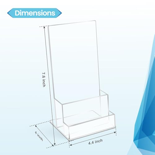 2 Pack Acrylic Brochure Holder Stand 4", Trifold Business Rack Card Holder - size: 7.6x4.4