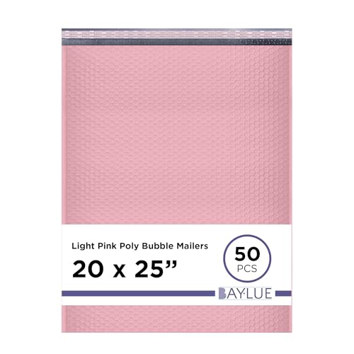 Light Pink Bubble Mailers 20x25, Poly Padded Envelopes #10, 50 Pack - color: Light Pink, size: 20"x25" / 50 Pack