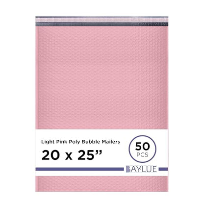 Light Pink Bubble Mailers 20x25, Poly Padded Envelopes #10, 50 Pack - color: Light Pink, size: 20"x25" / 50 Pack