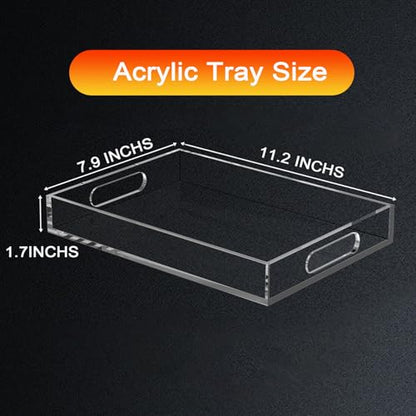 Clear Acrylic Tray with Raised Edges, Multi-Purpose Organizer Tray for Vanity, Bathroom, Kitchen, Countertop, Dresser & Desktop, Waterproof & Scratch-Resistant - size: 11.2" x 7.9" x 1.7"