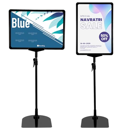 MAQUITA 2 Pcs Sign Holder Stand Flip Open Pedestal Floor Standing, Adjustable Versatile for Display, Easy Replacement for Events and Promotions (8.5x11 Inch )