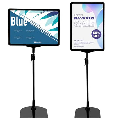 MAQUITA 2 Pcs Sign Holder Stand Flip Open Pedestal Floor Standing, Adjustable Versatile for Display, Easy Replacement for Events and Promotions (8.5x11 Inch )
