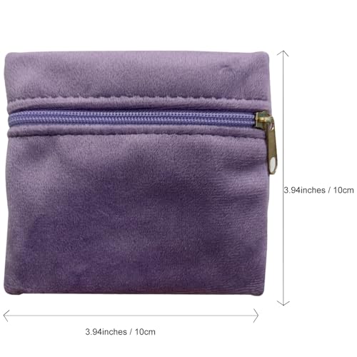 8pcs Small Velvet Jewelry Pouches with Zipper Gift Bags for Bracelet Necklace,Ring,Earrings,Earphone,Wedding Favors, Party Favors,Travel,3.94" X 3.94" (Purple) - color: Purple