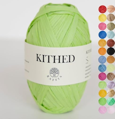 Raffia Yarn, Soft Raffia Yarn for Crochet，328ft，Smooth Raffia for Hand Knitting Summer Hats and Bags (16 Light Green) - color: 16 Light Green