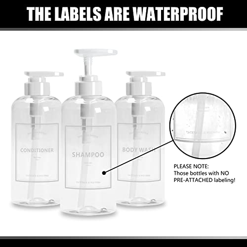 Shampoo Pump Dispenser, YACEYACE 3Pcs 16.9oz Clear Shower Soap Dispenser - color: Clear White