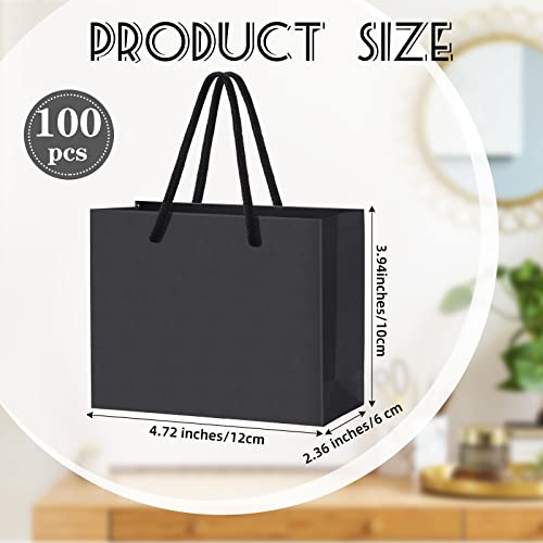 Honoson 100 Pcs Thicken Black Mini Gift Bags with Handles Gift Card Bags - color: Black
