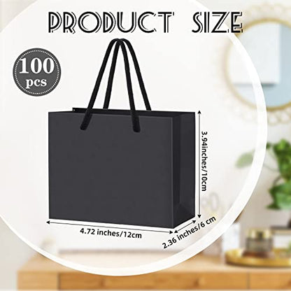 Honoson 100 Pcs Thicken Black Mini Gift Bags with Handles Gift Card Bags - color: Black