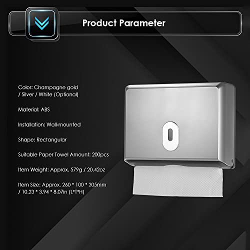 Paper Towel Dispenser Wall Mount for Toilet, Bathroom Paper Towel Holder, Commercial Paper Towel Dispenser for Trifold Paper & Multifold Paper Towels, Silver - color: Silver