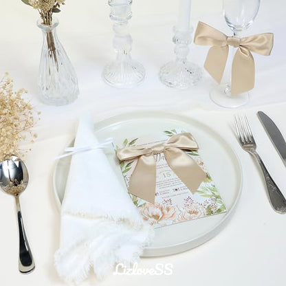 Champagne Gold Satin Ribbon Twist Tie Bows 5 Inch 36 Pack - color: Champagne