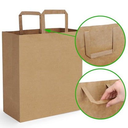 BagDream Kraft Paper Bags with Handles 12x7x17 Inch Large Brown 50 Pcs Bulk