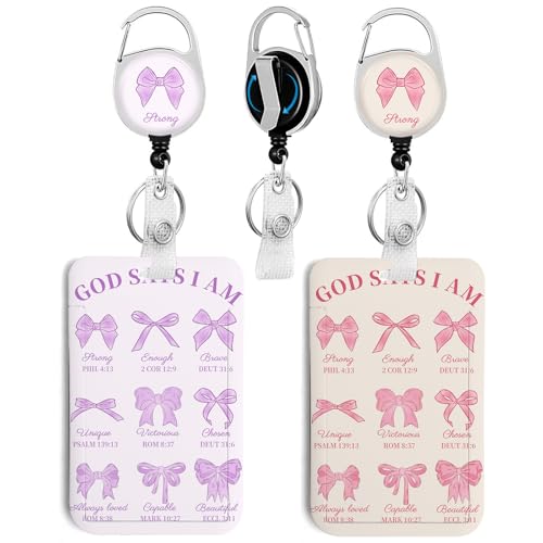 2 Pack Bow ID Badge Holder with Clip Badge Reels - color: 2 Pack-bow