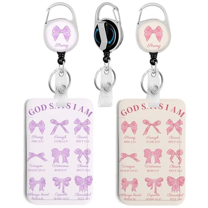 2 Pack Bow ID Badge Holder with Clip Badge Reels - color: 2 Pack-bow