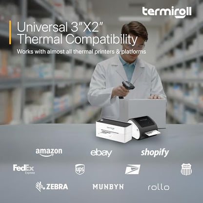 3x2 Thermal Labels for Direct Thermal Printers, 500/Roll - size: 3x2 - 1 Roll | 500 Labels