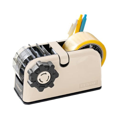 [TENDO°] TENDO Multi-Section Tape Dispenser, Custom Width Tape Cutter with 4 Cutting Sections, Built-in Safety Blade, Ergonomic Grip for Packing and Office Use, ZO-508(Beige) - color: Beige
