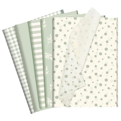 woric 120 Sheets Sage Green Tissue Paper for Gift Bags 20 x 14 Inch - color: Sage Green