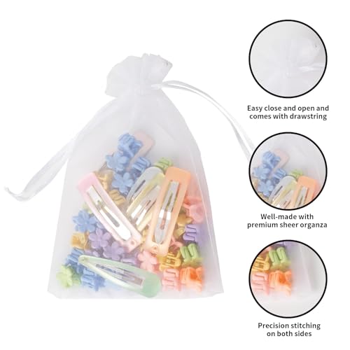 50PCS Organza Bags, 4x6 inches (10x15cm) Small Mesh Bags Drawstring, White Jewelry Gift Pouches for Easter, Wedding, Party, Festival, Bathroom Soaps - color: White-50PCS
