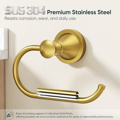 BESy Toilet Paper Holder Wall Mounted Bathroom Tissue Holder Brushed Gold - color: Brushed Gold
