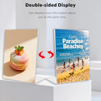CHILDLION 3 Pack Acrylic Sign Holder 8.5x11 Inches, L-Shape Acrylic Stands for Flyers, Clear Display Holder, Documents, Office, Restaurants, Vertical Sign Holder (3 Pack 8.5*11) - size: 3 Pack 8.5*11