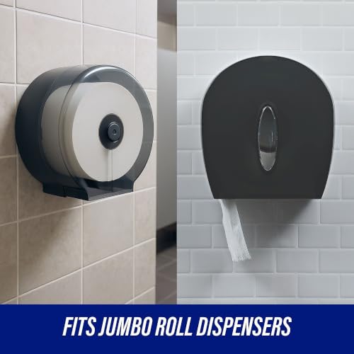 Genuine Joe Jumbo Roll Bath Tissue - 2-Ply White Toilet Paper, 3.3" x 650' per Roll, 12 Count Bulk Pack, Recycled Fiber, Commercial Grade for Dispensers - size: 3.25" x 650' (Pack of 12)