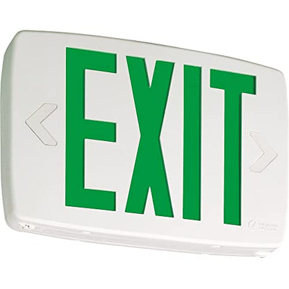 Lithonia Lighting Quantum LED Emergency Exit Sign, Thermoplastic Exit Only Sign with Stencil-Faced White Housing and Green Letters (LQM S W 3 G 120/277 M6) - color: Green, size: 11.75" | Sign Only