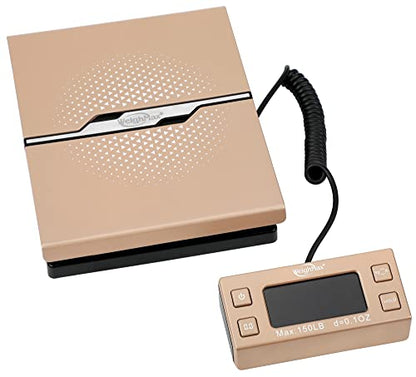 Weighmax W-8809 150 lbs x0.1oz Digital Shipping and Postal Scale with Extended Display, Gold, Battery and Ac Adapter Included - color: Gold
