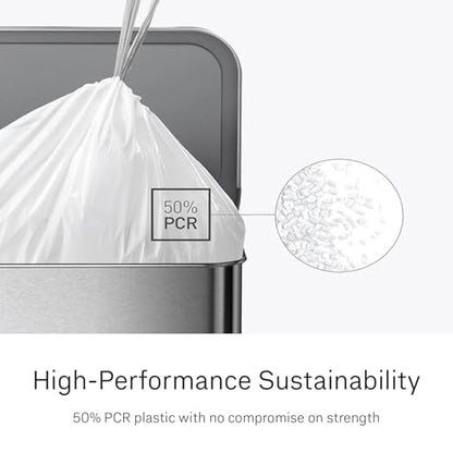 simplehuman Code M 100 Count Custom Fit Liners, Drawstring Kitchen Trash Bags, One-by-One Mess-Free Dispense, Extra Thick & Double Seamed, 50% PCR Plastic, 40-45 Liter / 11-12 Gallon, White - size: 100 Count (Pack of 1)