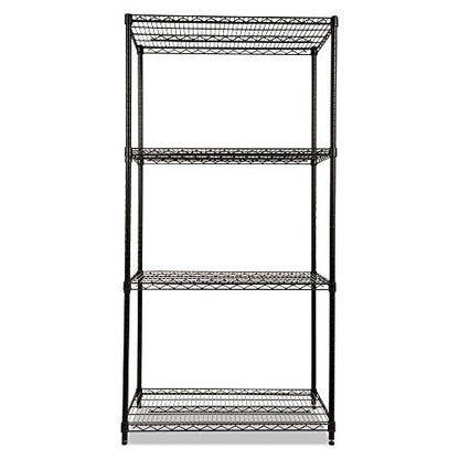 Alera ALE Industrial Heavy-Duty Wire Shelving Starter Kit, 4-Shelf, 36w x 24d x 72h, Black - color: Black, size: 36w x 24d x 72h