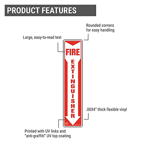 J. J. Keller Fire Extinguisher Sign, 5" x 22.5", 2 Pack