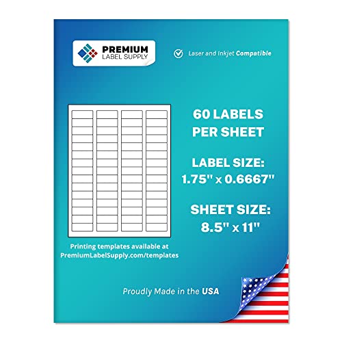 Premium Label Supply White Sticker Return Address Labels – 1-3/4" x 2/3" – Laser/Inkjet Compatible – (60 per Sheet), 100 Sheets – 6,000 Total Adhesive Labels - size: 6000 Labels