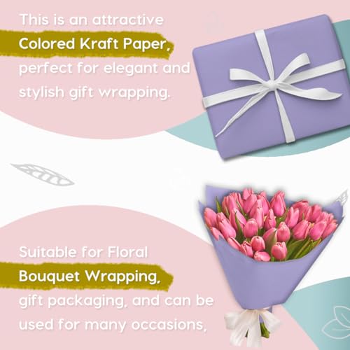SMART&CASUAL 15" x 450" (37.5') Kraft Paper Roll for Art Craft Supplies Gift Wrapping Moving Packing Painting Drawing Paint Easel Poster Chart Paper (Light Purple, 15" W x 450" L (37.5')) - color: Light Purple, size: 15"W x 450"L ( 37.5' )