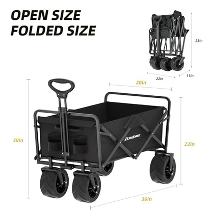 EchoSmile Wagons Carts Foldable Heavy Duty 350Lbs Capacity, Black - color: Black-arrow