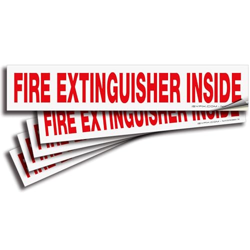 iSYFIX Fire Extinguisher Inside Sign, 9x1.7 Inch, White Reflective, 5 Pack - color: White Reflective, size: 9x1.7 (5 Pack)
