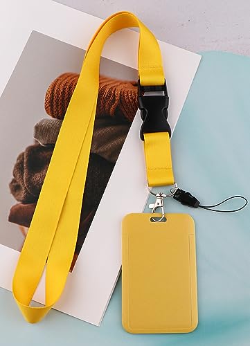 Yellow Lanyard with ID Holder Lanyard for Keys ID Badges Keychain Vertical Name Badge Holder with Clip - color: Yellow1