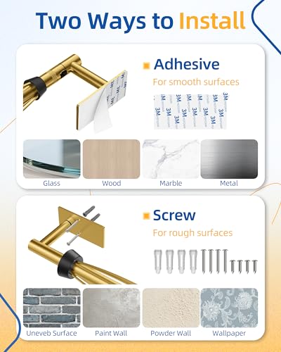 RUACQ Paper Towel Holder Under Cabinet, One Hand Tearing, Brushed Gold - color: Brushed Gold, size: One Hand Tear - Rectangle