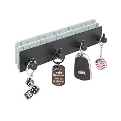 StrugDeas Key Holder for Wall with 2 Self-Adhesive Tapes, Black