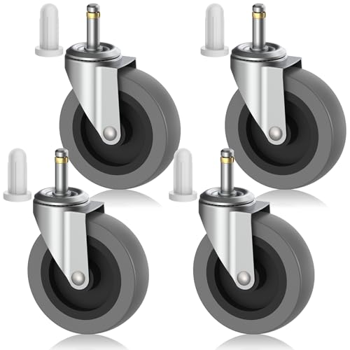 4 Inch Swivel Stem Casters 7/16-Inch Stem Diameter Rubber Wheels - 4 Pack - style: 4 Inch-7/16"x1-3/8"