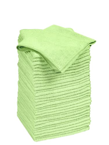 Quickie Cleaning 32-Pack Microfiber Cleaning Cloth 14"x14" inch Green All-Purpose Towel/Wiper for Multi-Purpose Indoor/Outdoor Cleaning/Dusting/Polishing on Kitchen/Bathroom/Auto Surfaces - size: 14 inch x 14 inch, style: 32 Pack