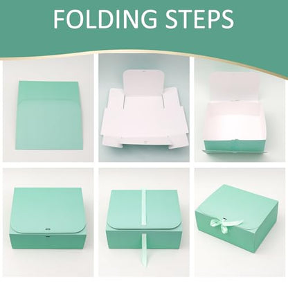 LWYMX 12 PCS Light Green Gift Boxes with Lids，9.8x7.8x3.9, Bridesmaid Proposal Box with Ribbon, Gift Boxes for Wedding, Christmas, Valentine's Day,Birthday,Baby Shower and the other Parties - color: Light Green, size: 1 Count (Pack of 12)