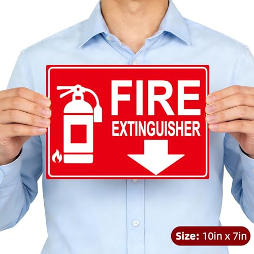 Fire Extinguisher Sign Sticker, Glow in the Dark with Down Arrow 2 Pack - size: 10×7 Inch