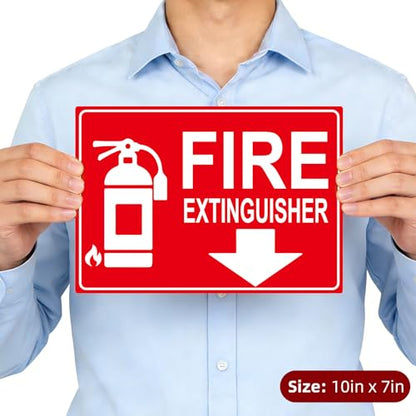 Fire Extinguisher Sign Sticker, Glow in the Dark with Down Arrow 2 Pack - size: 10×7 Inch
